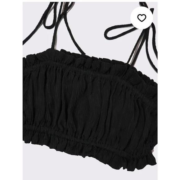 Black Ruffled Crop Top - Picture 3 of 8